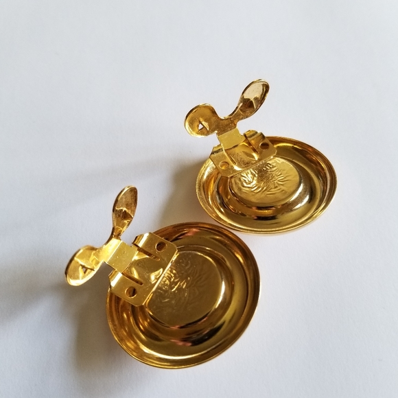 Vintage Musi shoe clips gold tone faux pearl round - Picture 3 of 9